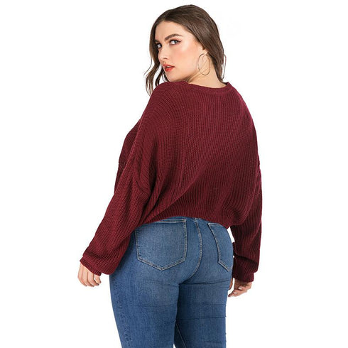 Large size women's sweater autumn and winter knitwear